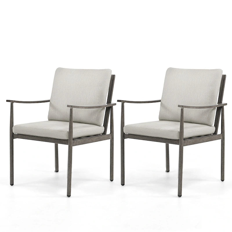 Blue/Grey Woven Strap Aluminum Outdoor Dining Chair, Set of 2