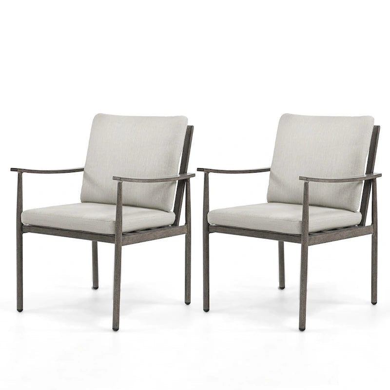 SleekLine 2-Piece Aluminum Patio Dining Chairs with Cushions