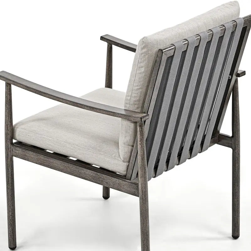 Blue/Grey Woven Strap Aluminum Outdoor Dining Chair, Set of 2