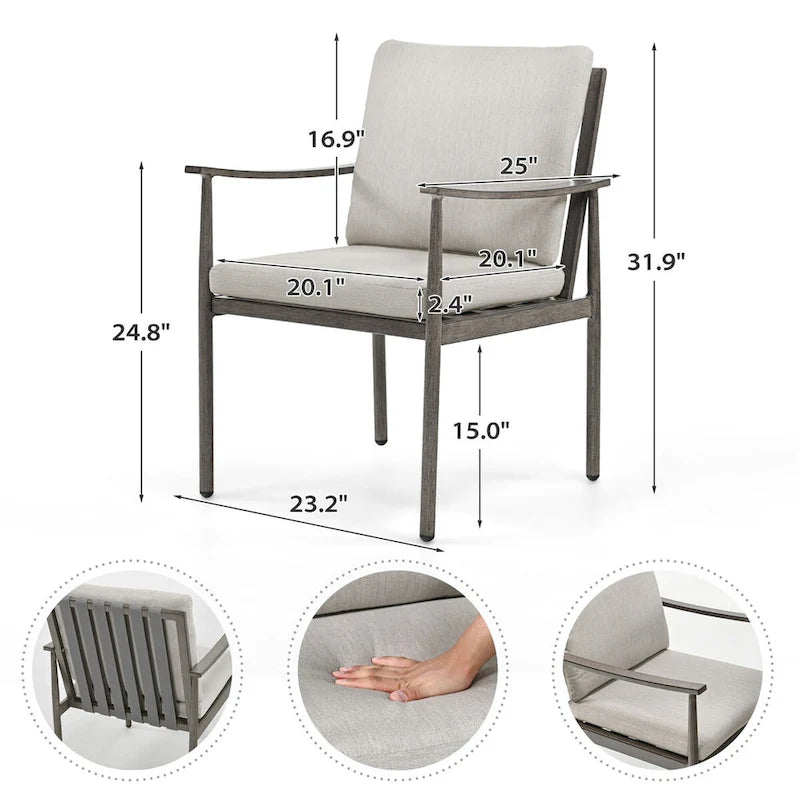 Blue/Grey Woven Strap Aluminum Outdoor Dining Chair, Set of 2