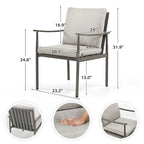 Blue/Grey Woven Strap Aluminum Outdoor Dining Chair, Set of 2