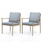 Blue/Grey Woven Strap Aluminum Outdoor Dining Chair, Set of 2