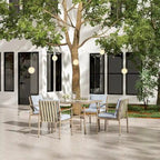 Blue/Grey Woven Strap Aluminum Outdoor Dining Chair, Set of 2