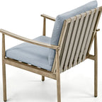 Blue/Grey Woven Strap Aluminum Outdoor Dining Chair, Set of 2