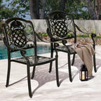 Moasis Set of 2 Outdoor Cast Aluminum Armrest Dining Chairs Patio Bistro Chairs