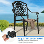 Black Cast Aluminum Armrest Patio Dining Chairs, Set of 2