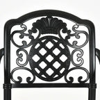 Black Cast Aluminum Armrest Patio Dining Chairs, Set of 2