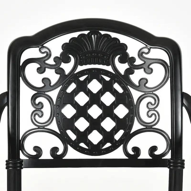 Black Cast Aluminum Armrest Patio Dining Chairs, Set of 2
