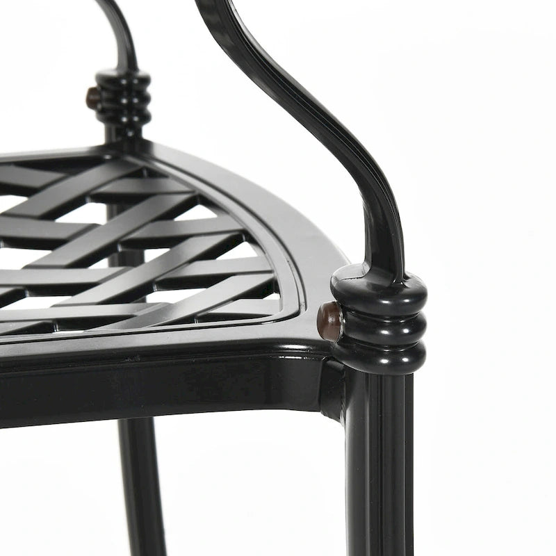Black Cast Aluminum Armrest Patio Dining Chairs, Set of 2